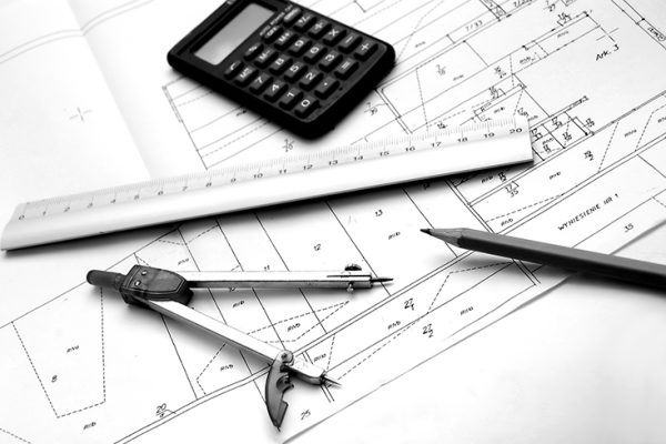 Architect's accessories on plan papers